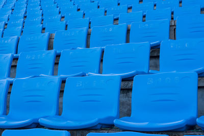Full frame shot of blue chairs