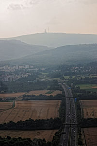 High angle view of landscape against sky