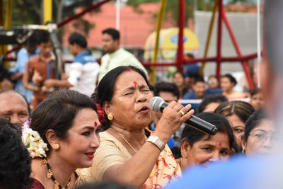 Group of people looking at camera