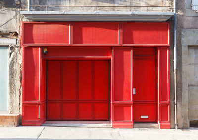 Red door of building