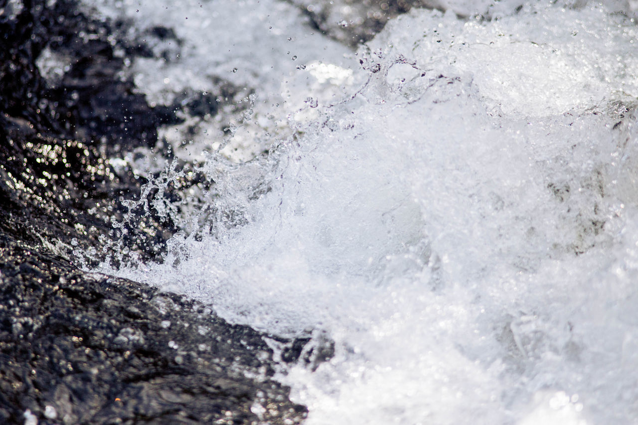 CLOSE-UP OF WAVE SPLASHING WATER