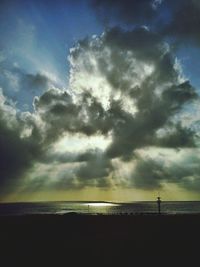 Scenic view of sea against cloudy sky