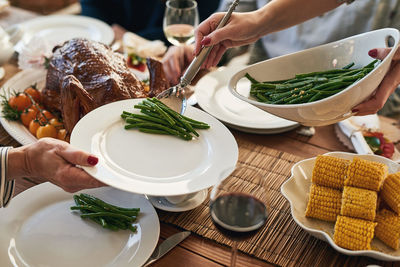 High angle view of food on table