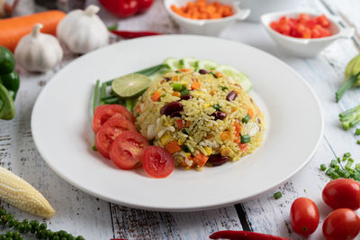 Close-up of salad served in plate