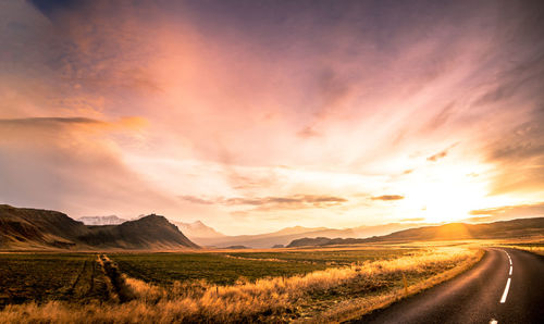 Country road at sunset