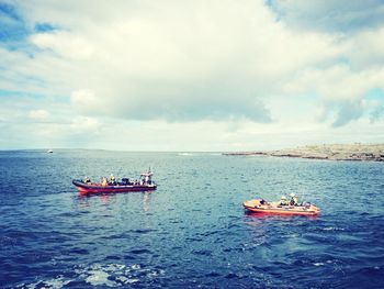 Boat sailing in sea