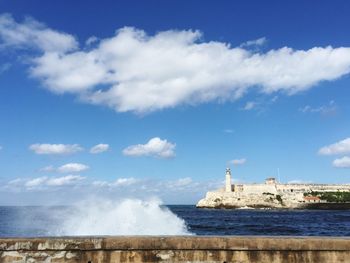 View of sea against cloudy sky