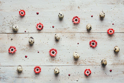 High angle view of heart shape on table
