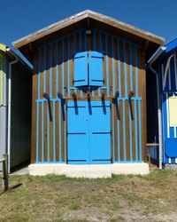 Exterior of house against blue sky in aquitaine biganos 