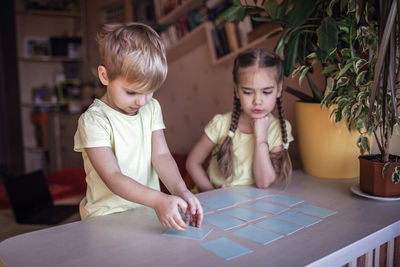 Cute kids playing indoors
