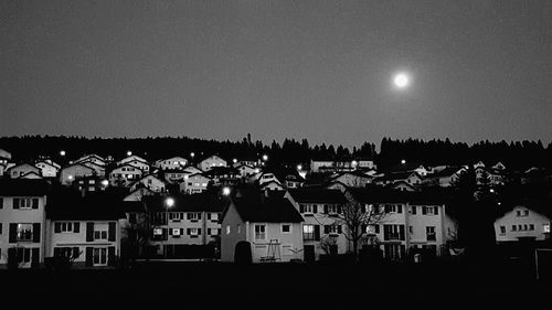 Illuminated buildings at night