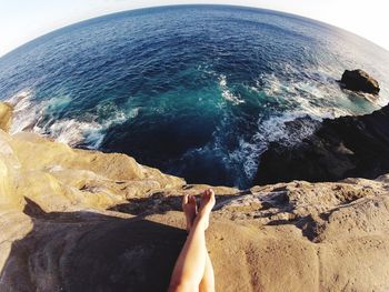 Scenic view of rock formation in sea