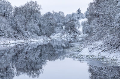 Frozen lake against sky during winter