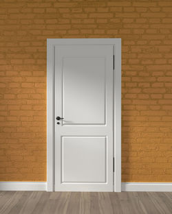Closed door of building