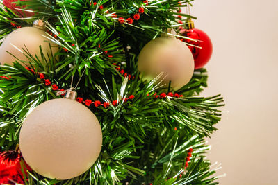 Close-up of christmas ornament on tree