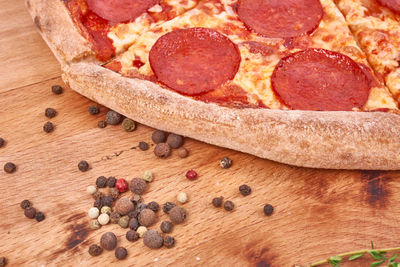 High angle view of breakfast on table