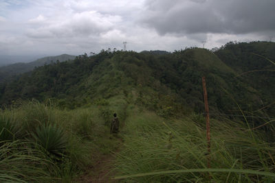 Scenic view of landscape against cloudy sky