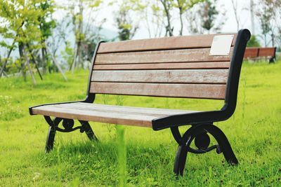 Empty bench in park