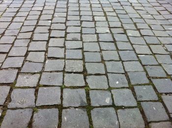 Full frame shot of paving stone wall