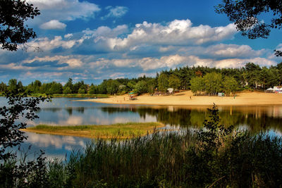 Scenic view of lake against sky