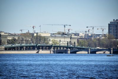 Bridge over river against clear sky