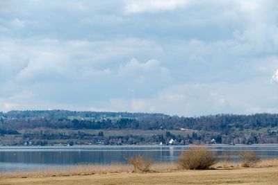 Scenic view of lake against sky