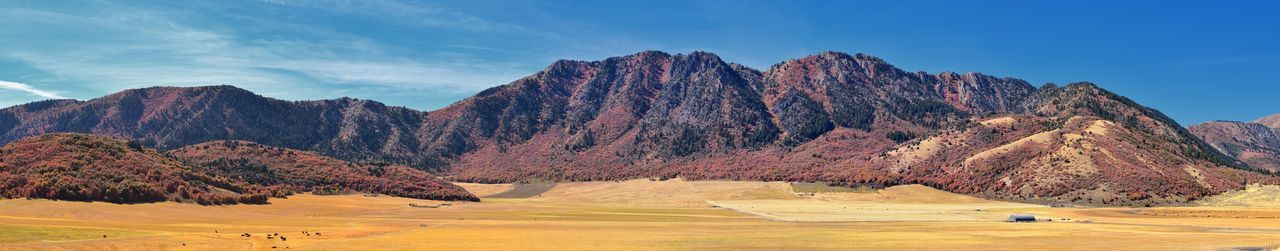 Scenic view of rocky mountains against sky