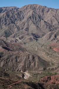 High angle view of land and mountains