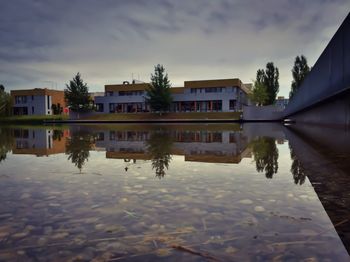 Reflection of buildings in water