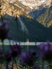 Scenic view of lake by mountain