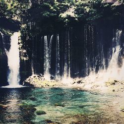 Scenic view of waterfall