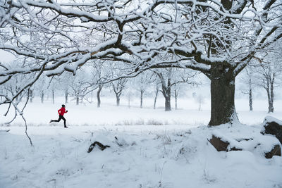 Woman jogging at winter