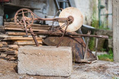 Close-up of rusty machine part