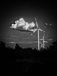 Wind turbines in field