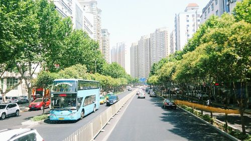 Cars moving on city street