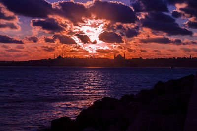 Scenic view of sunset over sea