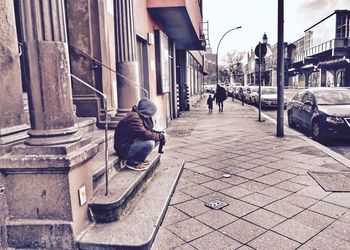 Woman walking in city