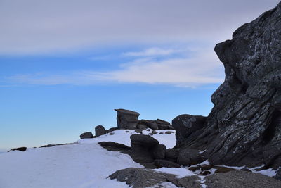 Scenic view of landscape against sky during winter