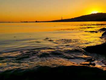 Scenic view of sea against sky during sunset