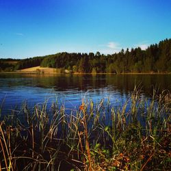 Scenic view of lake against sky