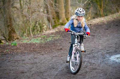 Bicycle on road in forest