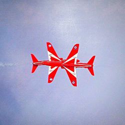 Low angle view of red balloon