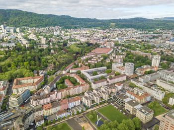 High angle view of townscape against sky