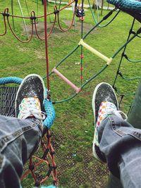 Low section of children playing in playground