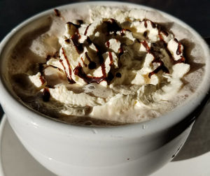 Close-up of dessert in bowl on table