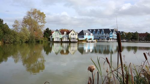 Scenic view of lake against sky