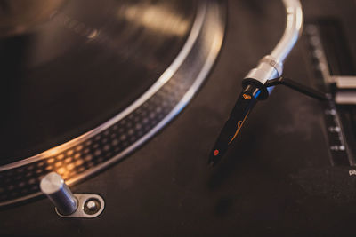 Close-up of turntable