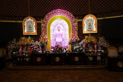 View of buddha statue at night