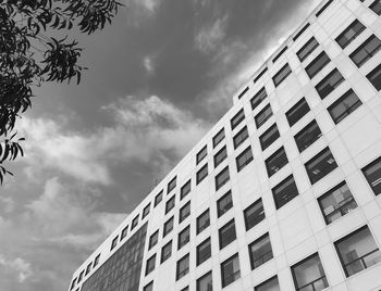 Low angle view of modern building against sky