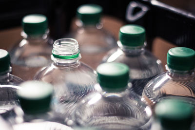 Close-up of glasses on table